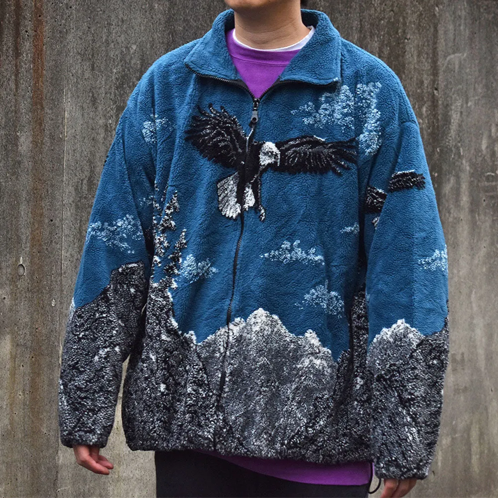 90's SPORTS ATLANTIC WEAR アニマル柄 Eagle フリースジャケット　231116