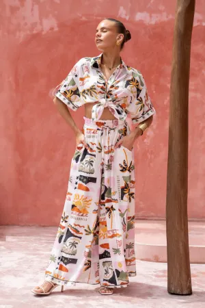 Aeliana Multicolour Tropical Wide Leg Pants