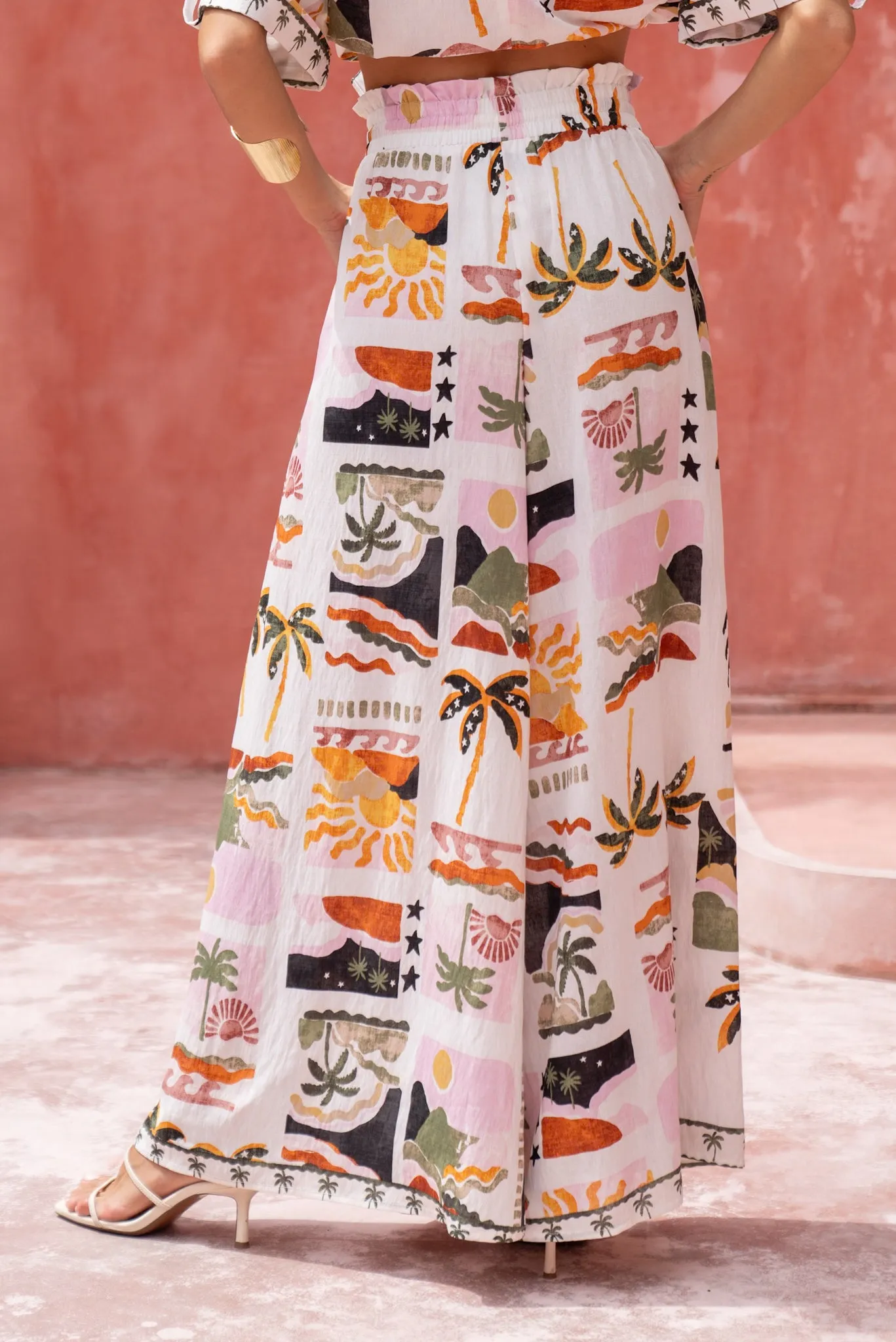 Aeliana Multicolour Tropical Wide Leg Pants