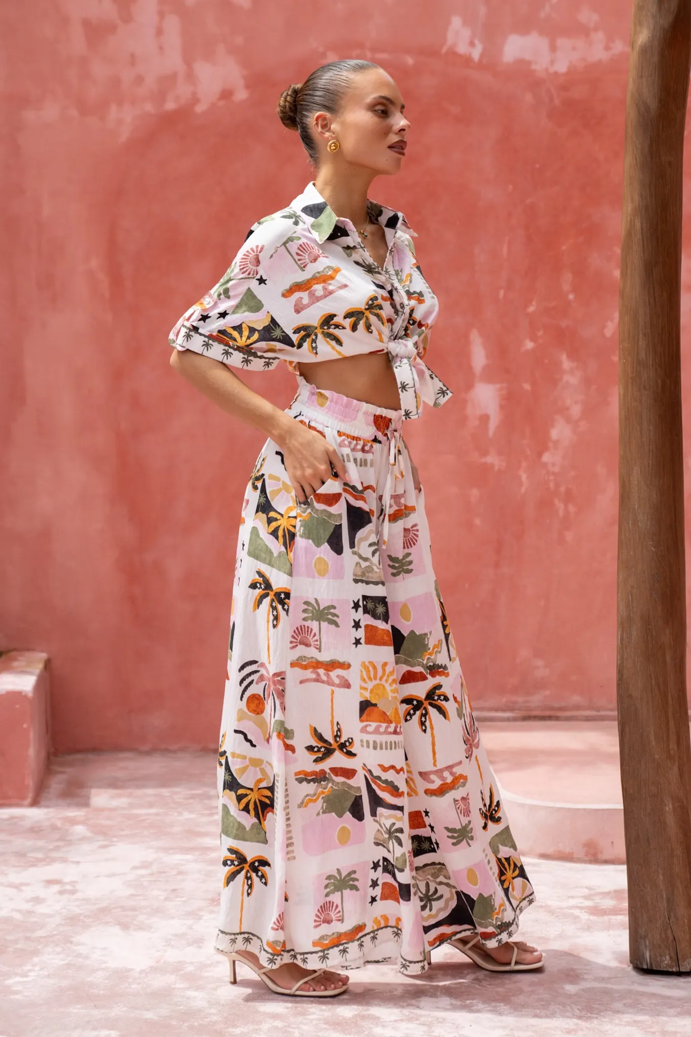 Aeliana Multicolour Tropical Wide Leg Pants