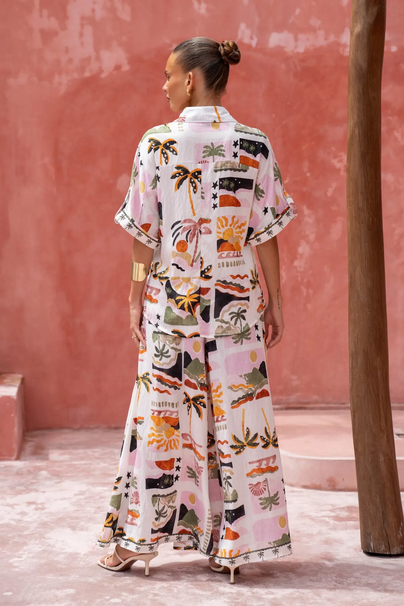 Aeliana Multicolour Tropical Wide Leg Pants