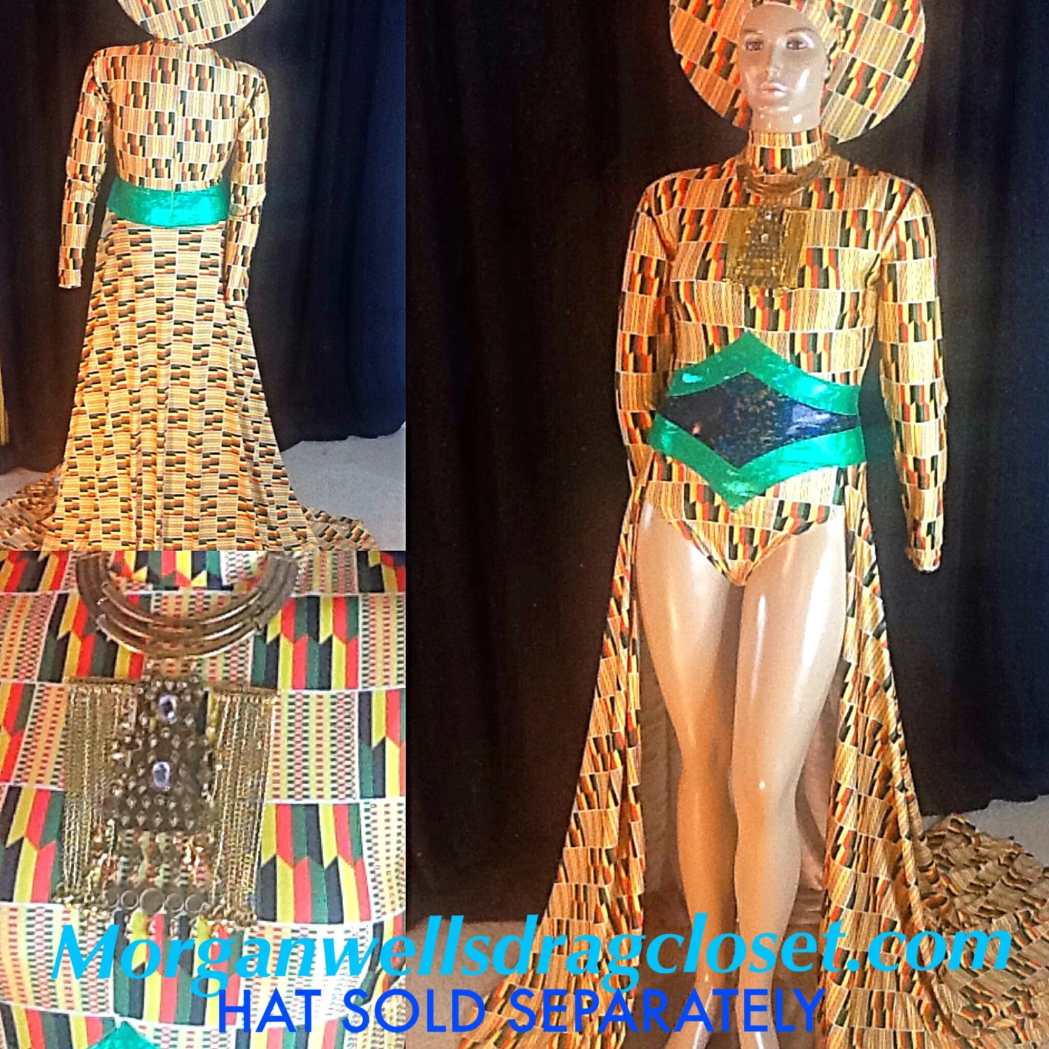 AFRICAN PRINT METAL NECK TRIM SPANDEX LEOTARD