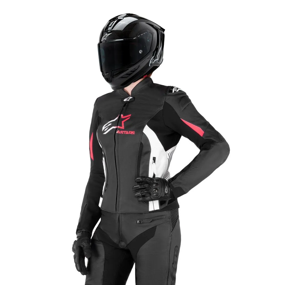 Alpinestars Stella Gp Plus V4 Leather Jacket Black White Diva Pink