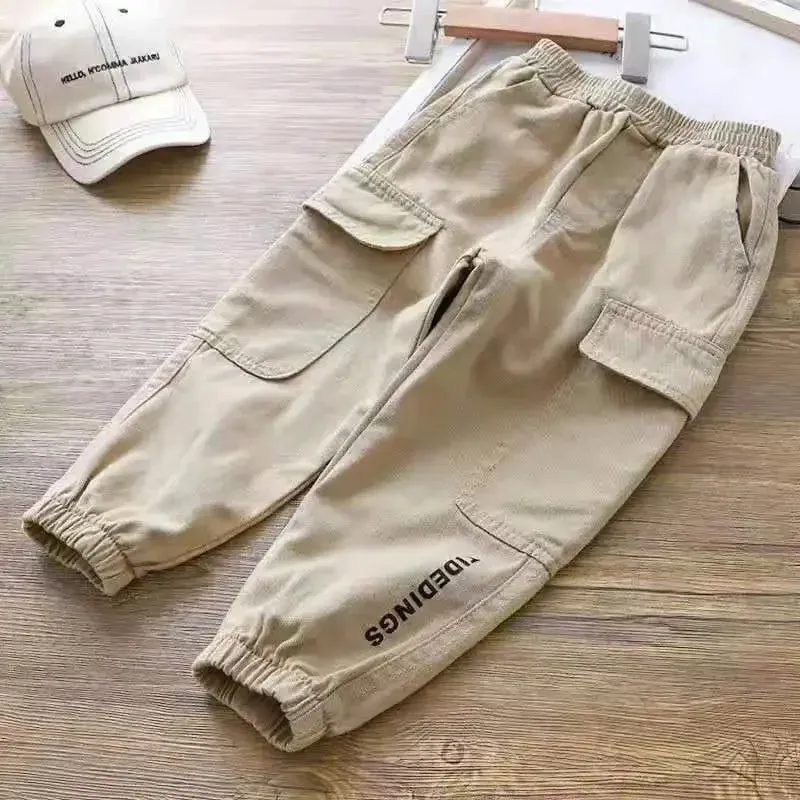 Autumn Solid Cargo Pants for Boy Sweatpant 1-6Y Yong Child Casual Clothes Kids Tactical Pants Spring Jogger Girl Sports Trousers