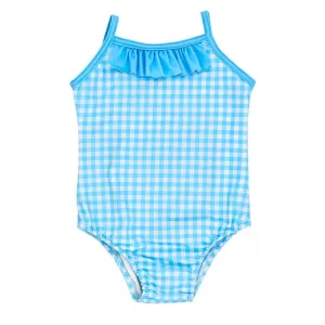Bailey Boys Girls Spandex Gingham Swimsuit - Blue