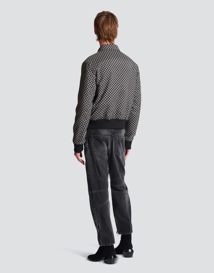 Balmain Mini Monogram Bomber Jacket Black/Ivory