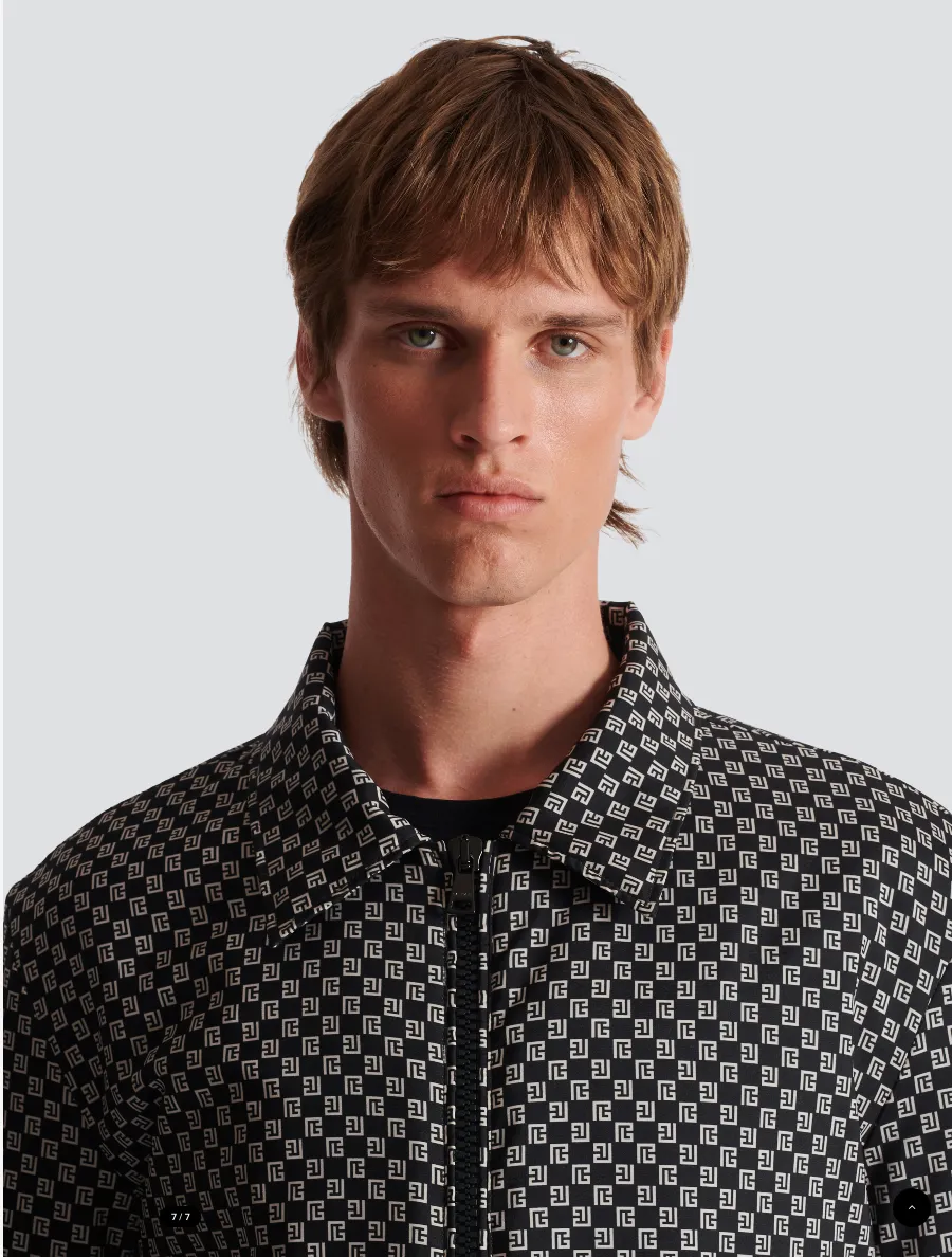 Balmain Mini Monogram Bomber Jacket Black/Ivory