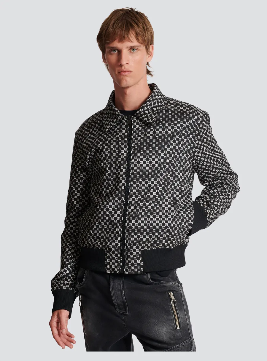 Balmain Mini Monogram Bomber Jacket Black/Ivory