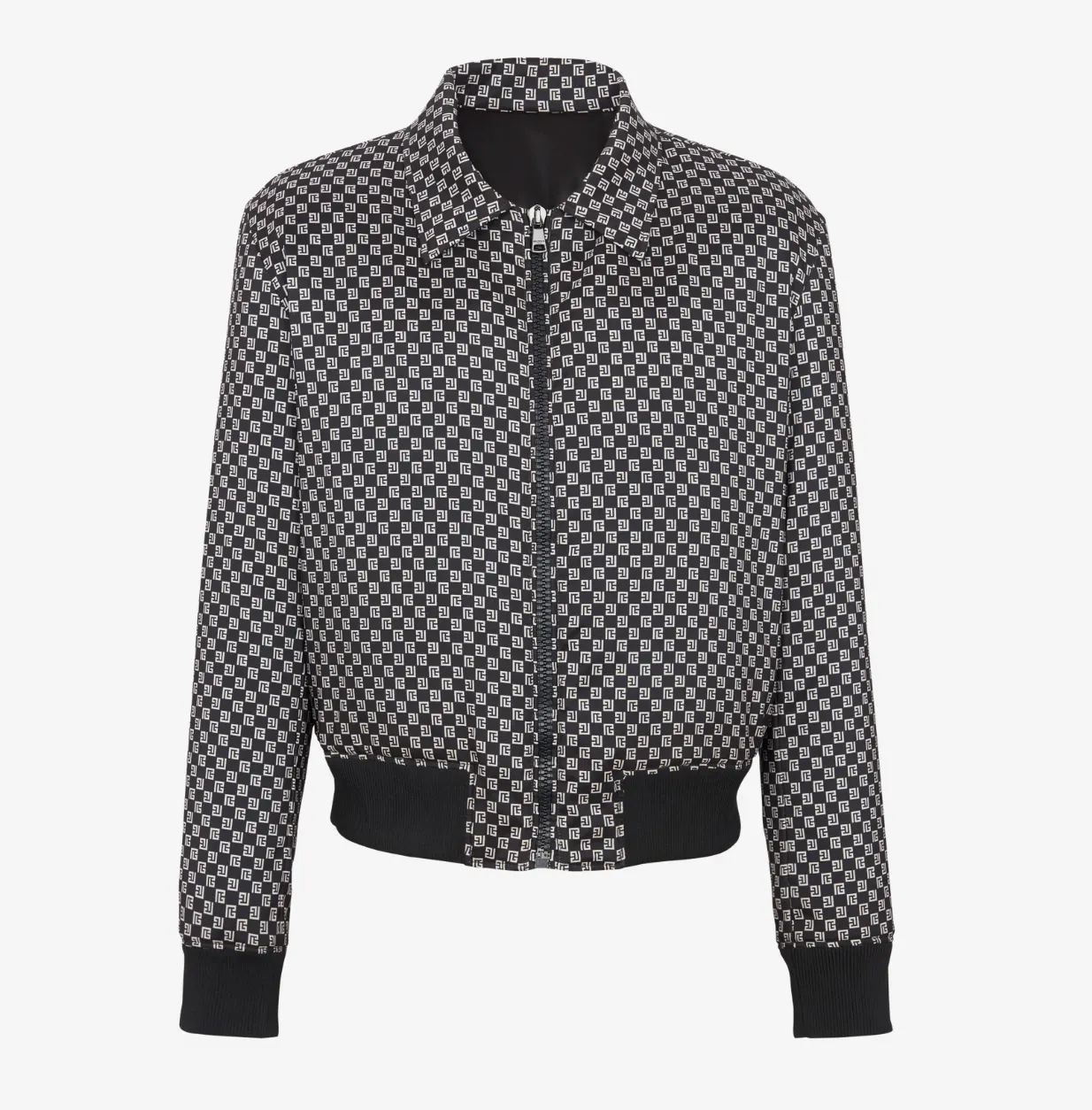 Balmain Mini Monogram Bomber Jacket Black/Ivory