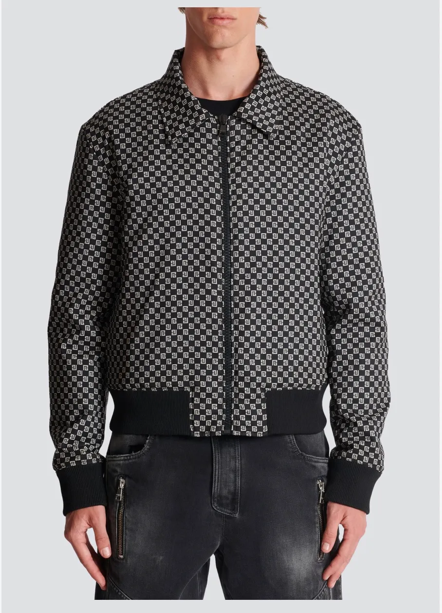Balmain Mini Monogram Bomber Jacket Black/Ivory