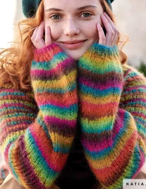 Bunter Strickpullover mit Reiki Wolle stricken