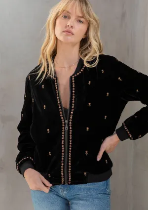 Cait Velvet Bomber Jacket