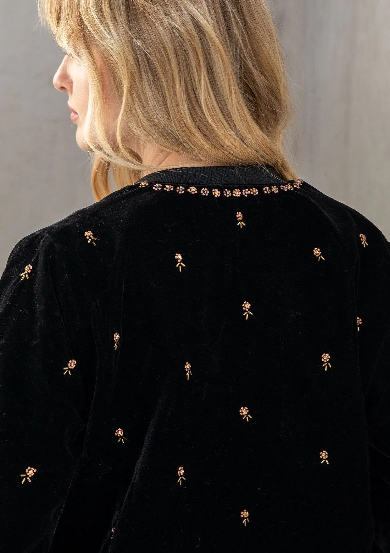 Cait Velvet Bomber Jacket