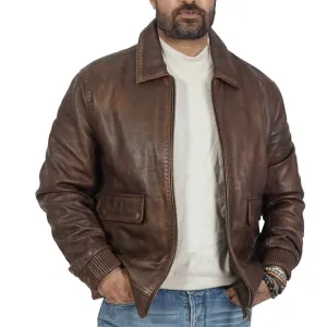 Callister Vintage Bomber Dark Brown Leather Jacket