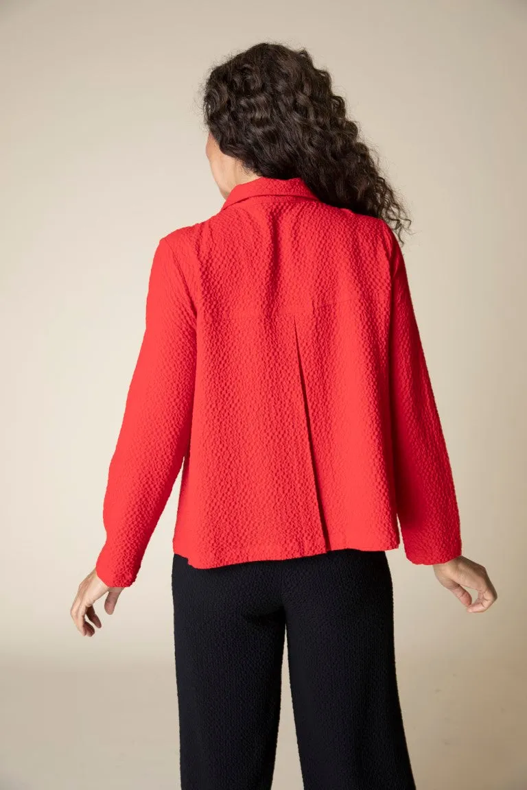 Crinkle Crepe Solid Swing Jacket