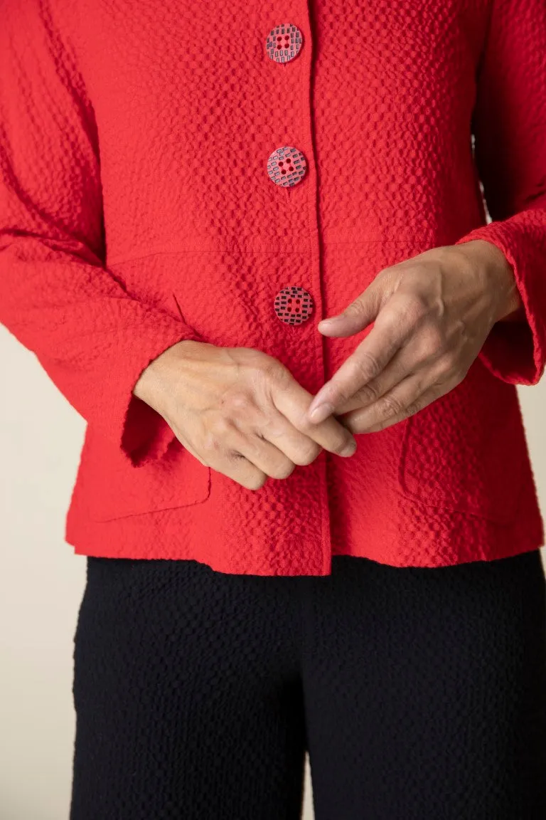 Crinkle Crepe Solid Swing Jacket