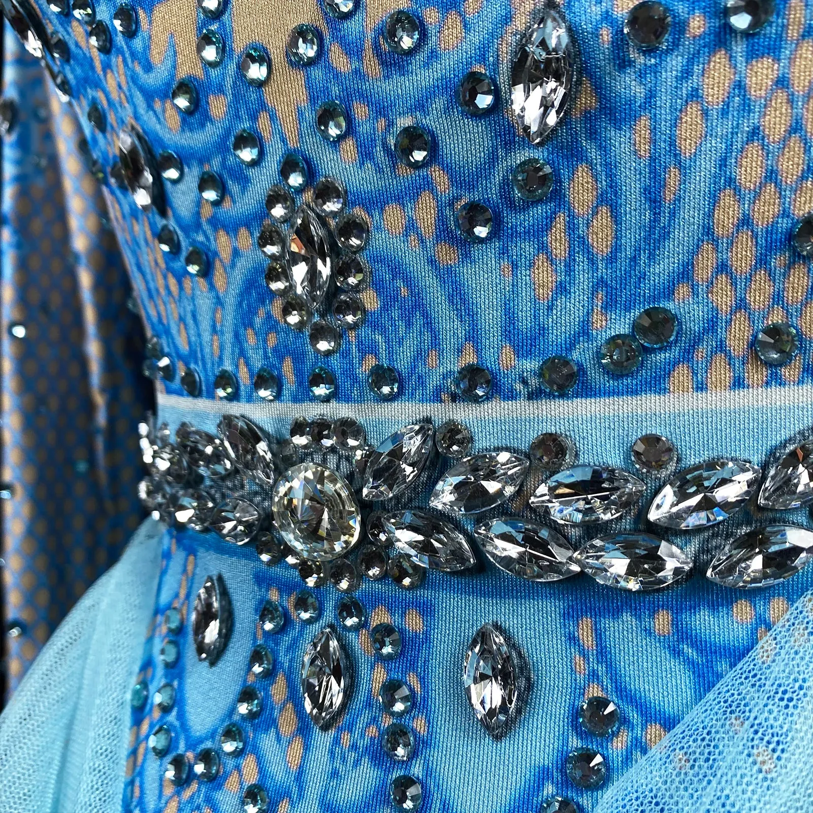 Custom Stage Singer Show Dance Rhinestone blue Bodysuit