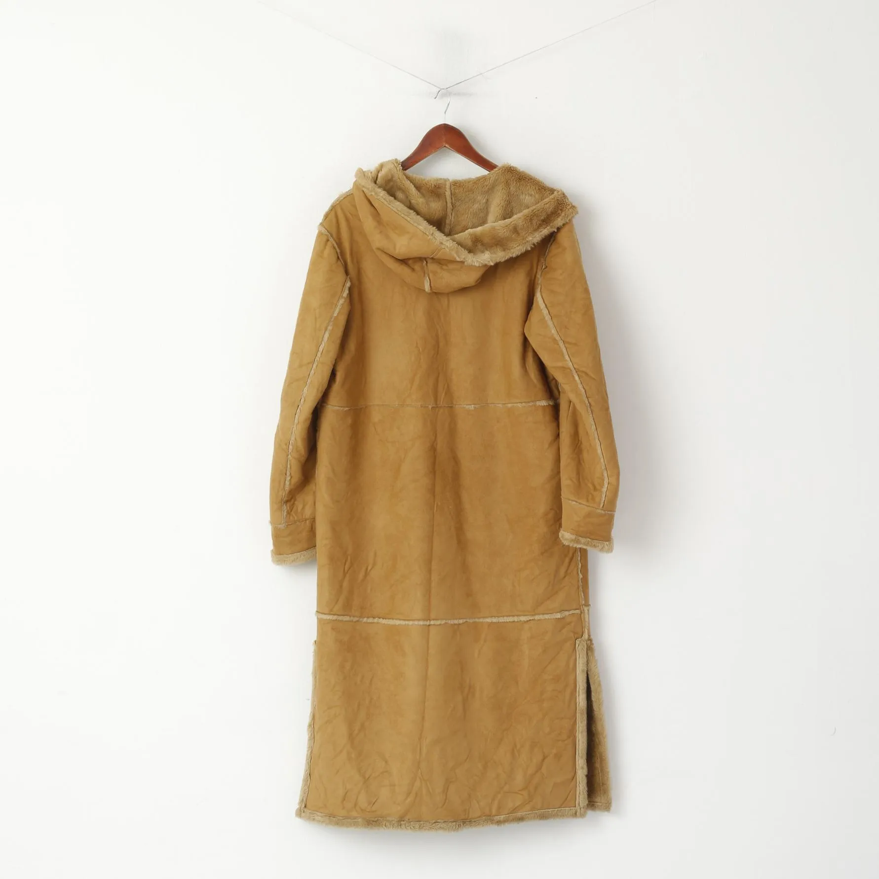 Elena Monti Women 42 XL Duffle Coat Brown Boho Hooded Vintage Valentina Made in Italy