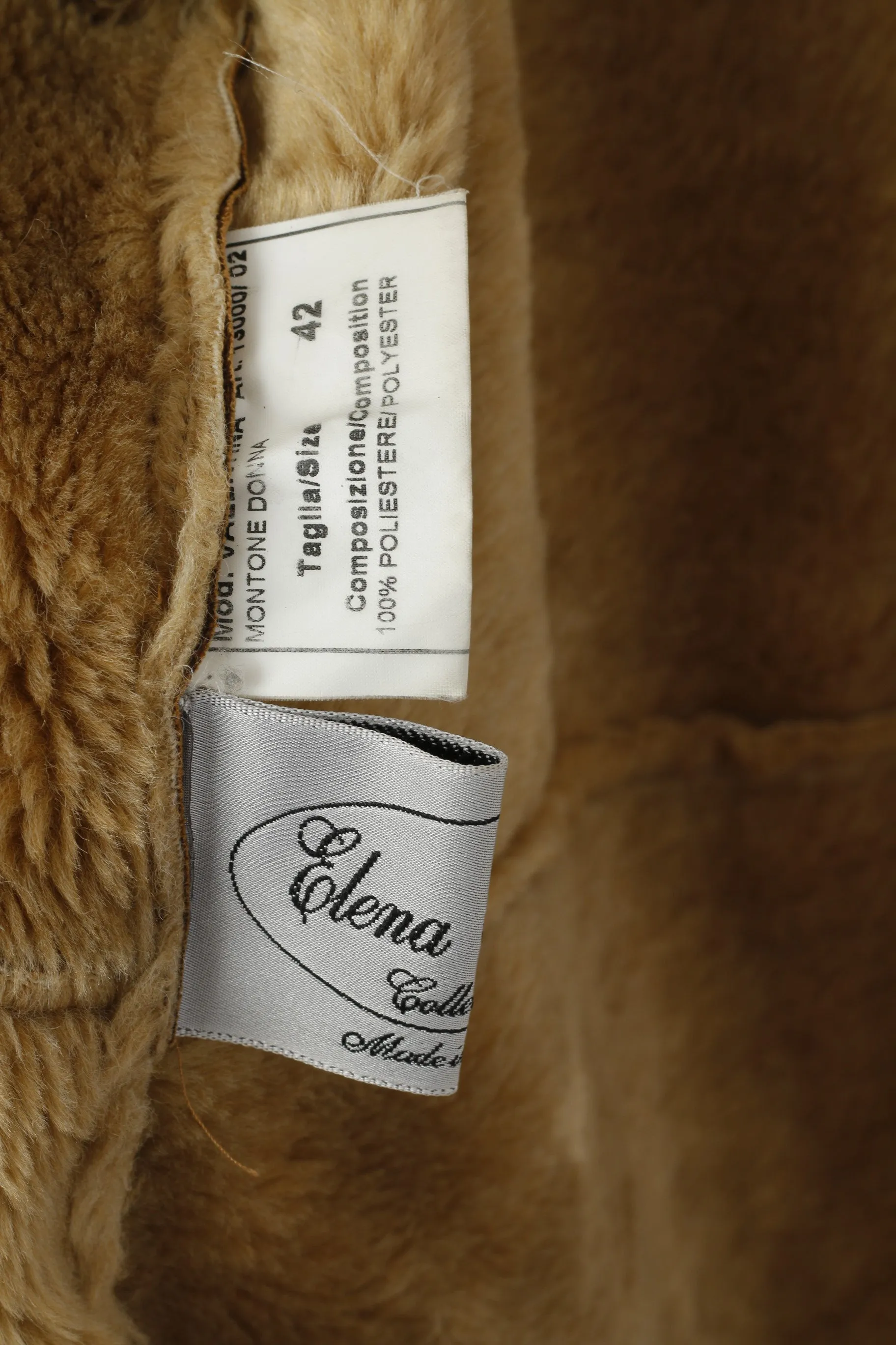 Elena Monti Women 42 XL Duffle Coat Brown Boho Hooded Vintage Valentina Made in Italy