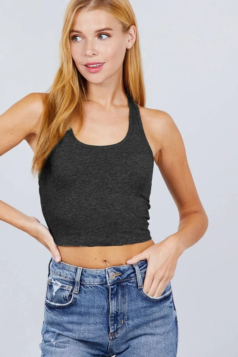 Fitted Racerback Cotton Spandex Jersey Crop