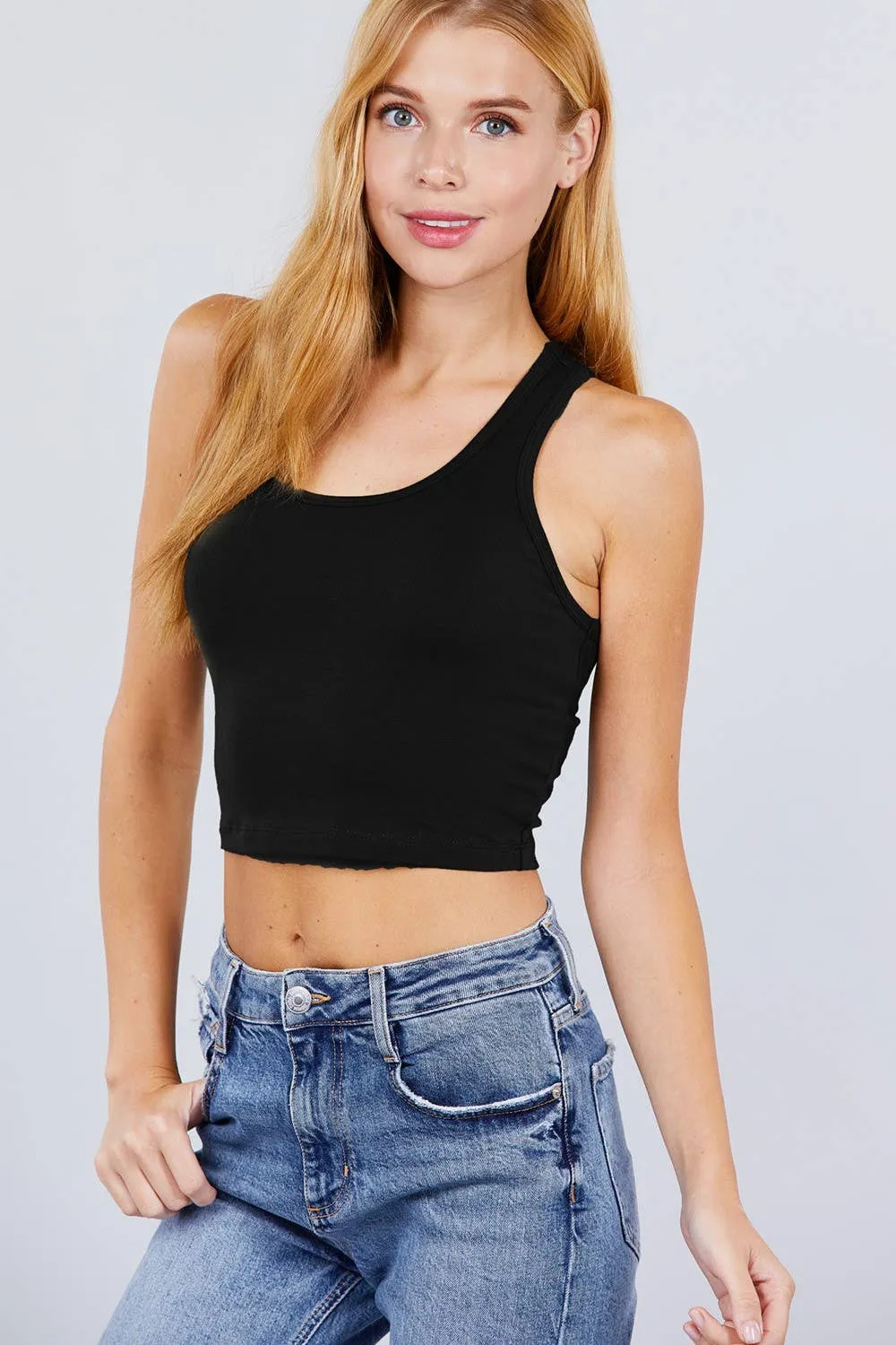 Fitted Racerback Cotton Spandex Jersey Crop