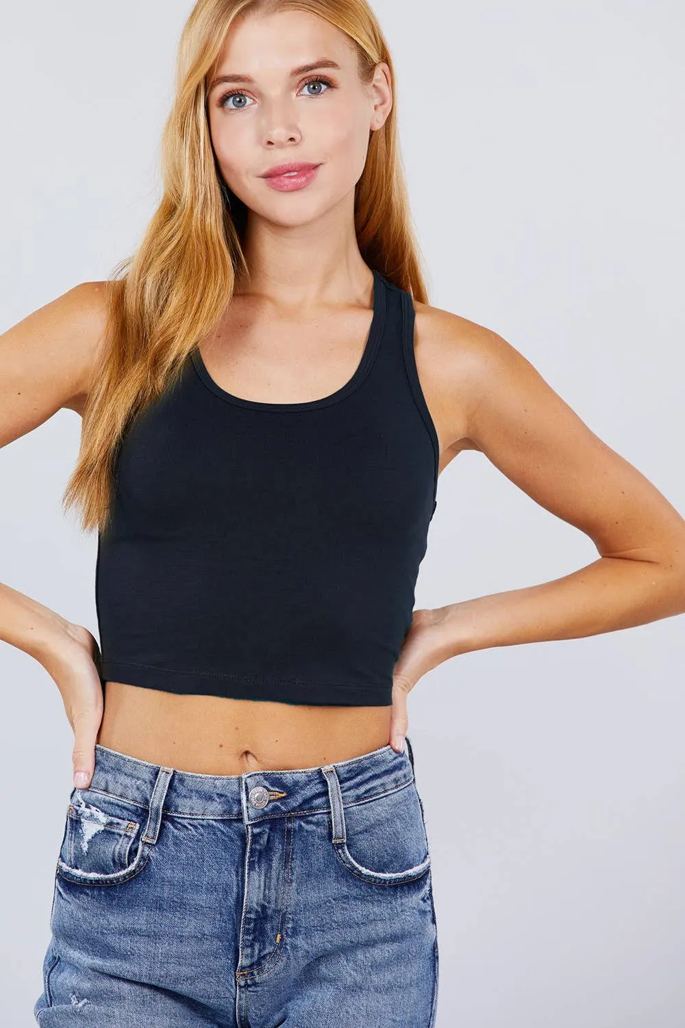 Fitted Racerback Cotton Spandex Jersey Crop