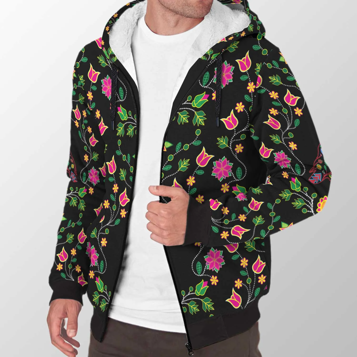 Floral Owl Sherpa Hoodie