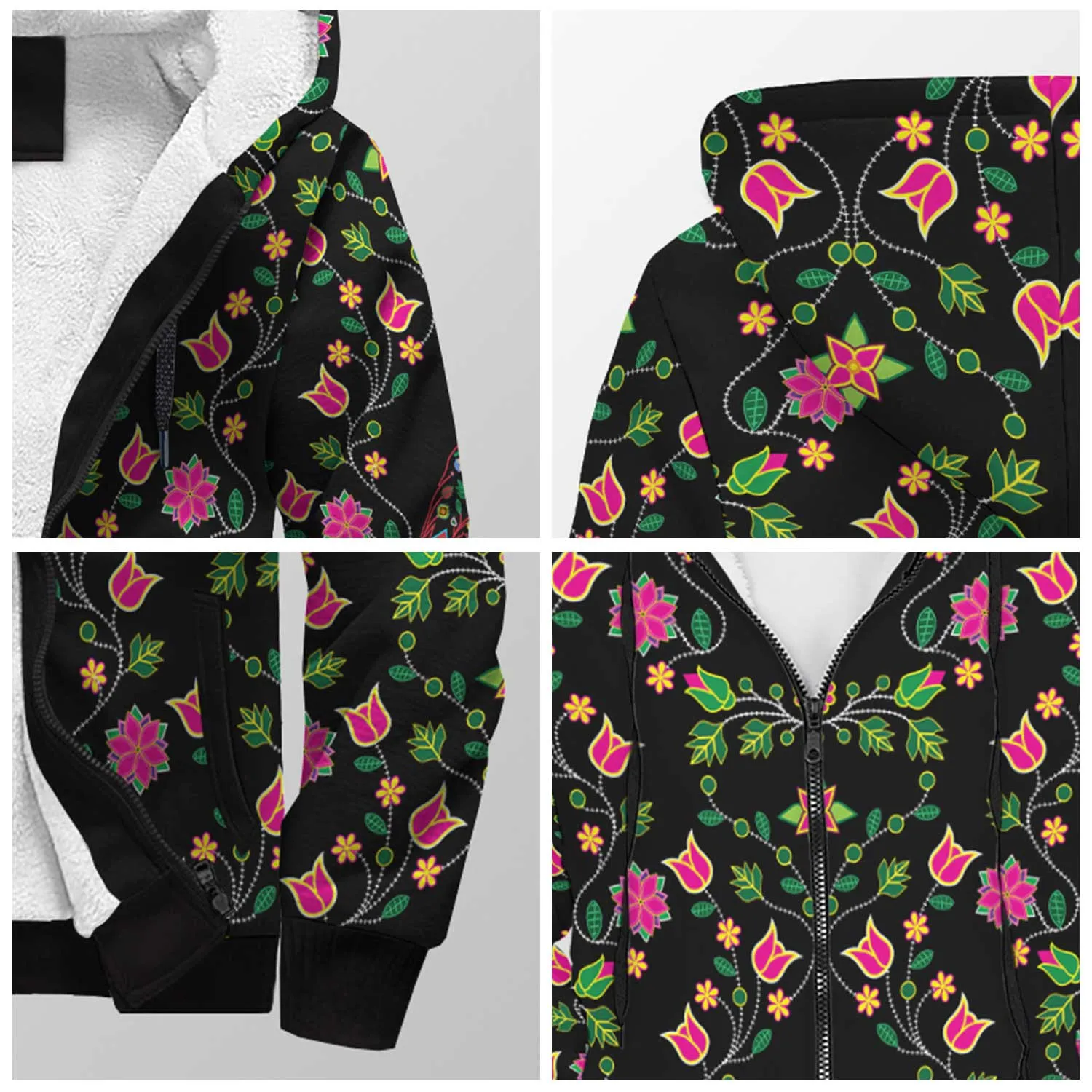 Floral Owl Sherpa Hoodie