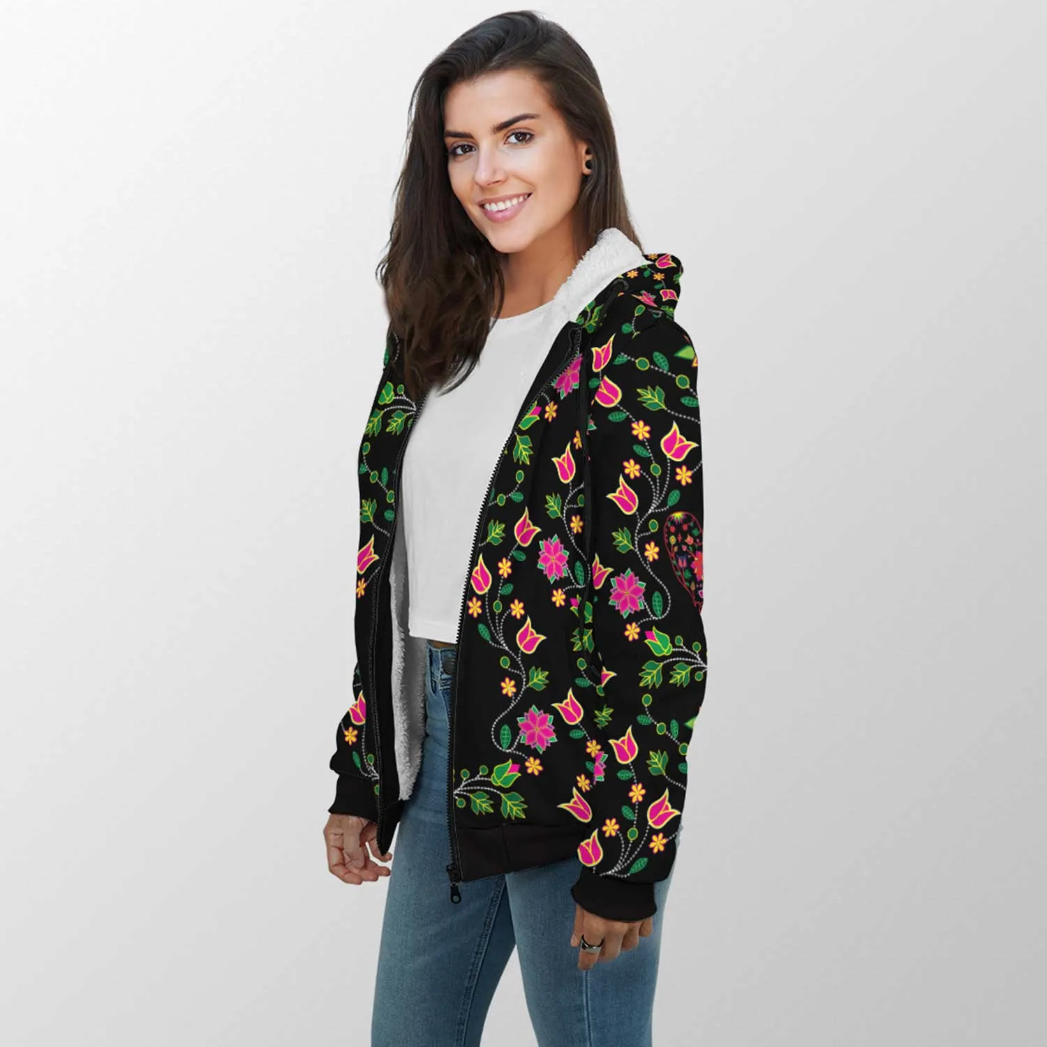 Floral Owl Sherpa Hoodie