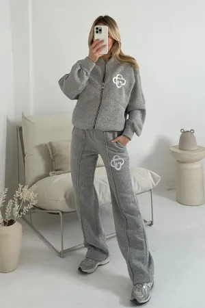 G monogram melange grey embroidered bomber jacket and straight leg jogger