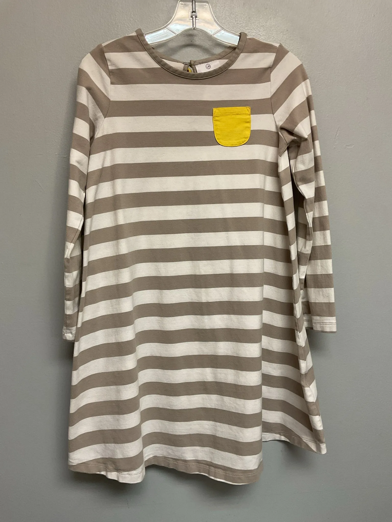 Hanna Andersson Size 8 Gray & Beige Cotton & Spandex Big Girls Dress Casual