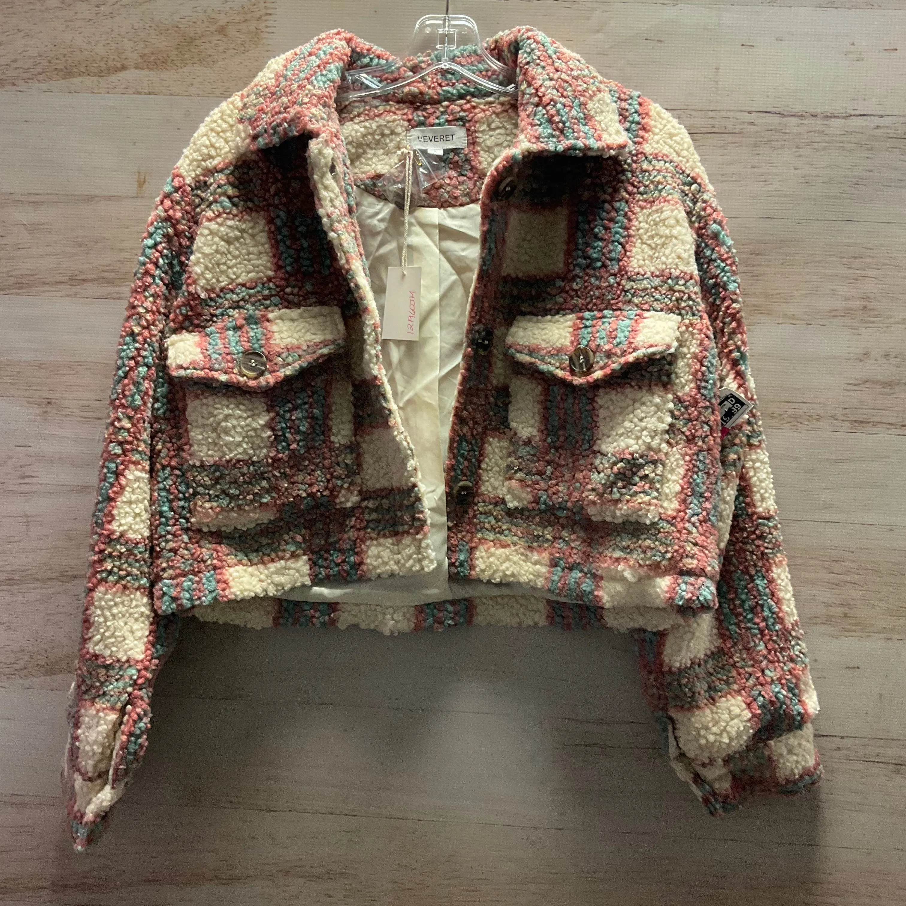 Jacket Faux Fur & Sherpa By Clothes Mentor In Multi-colored, Size: L