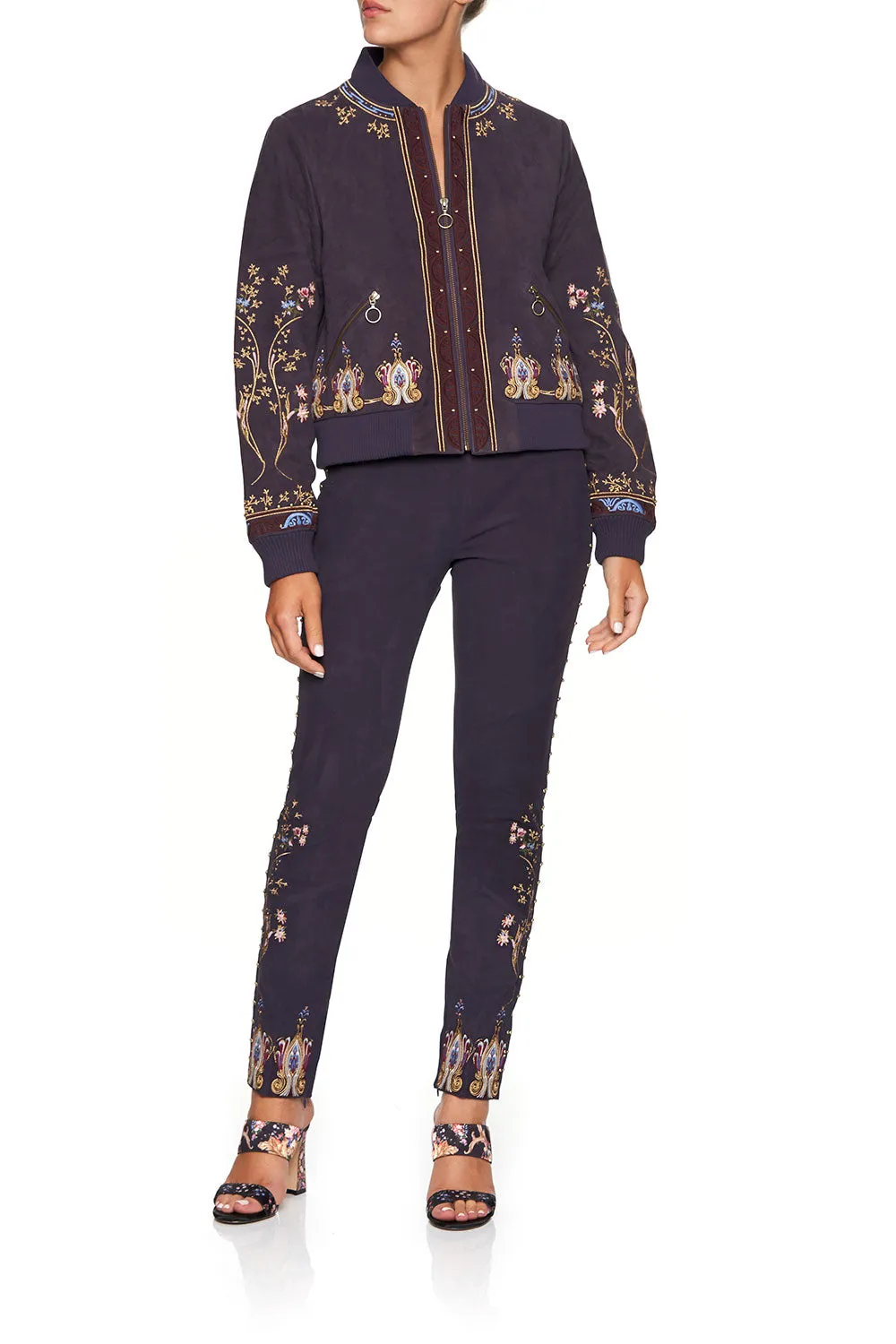 LEATHER BOMBER JACKET WILD FLOWER