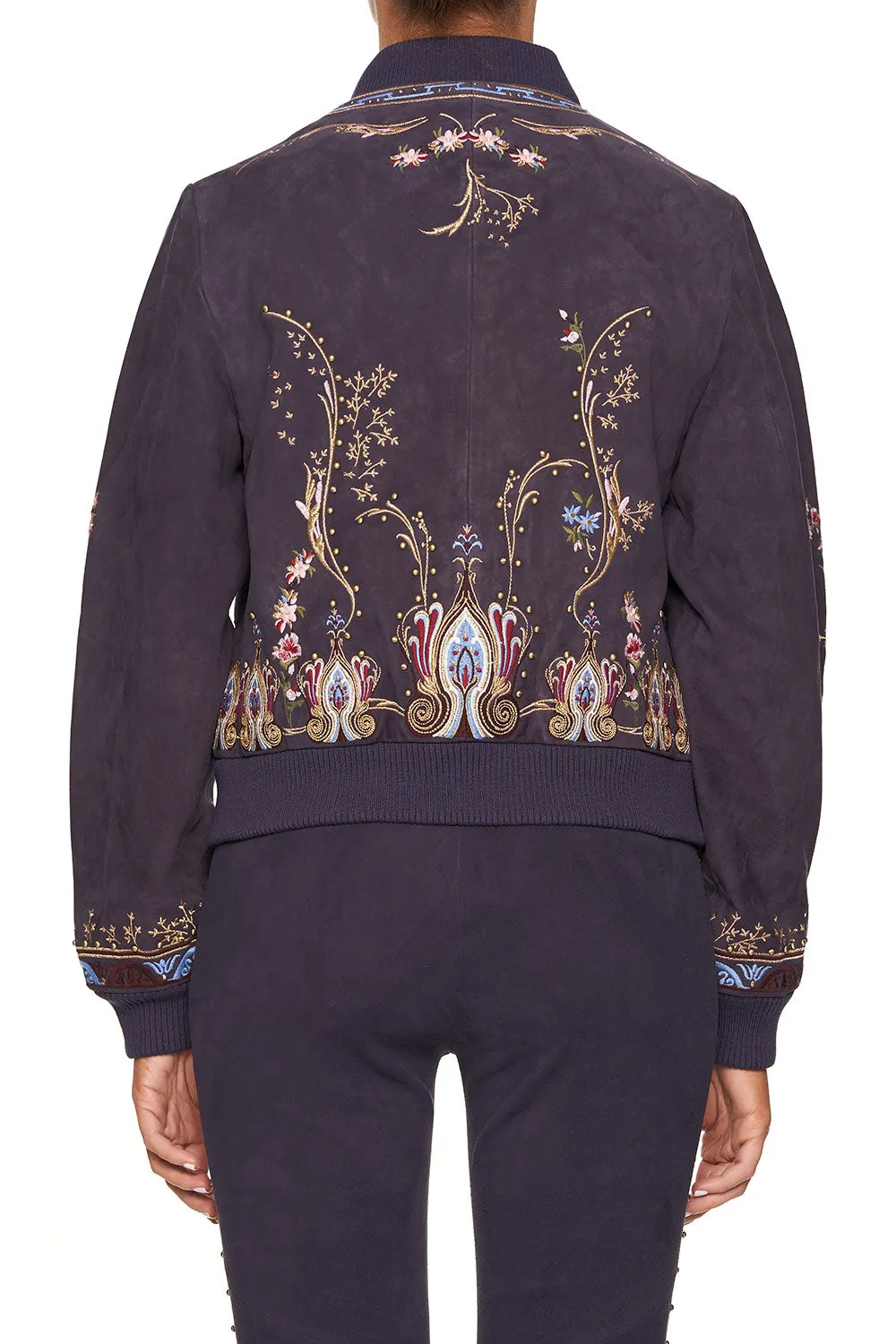 LEATHER BOMBER JACKET WILD FLOWER