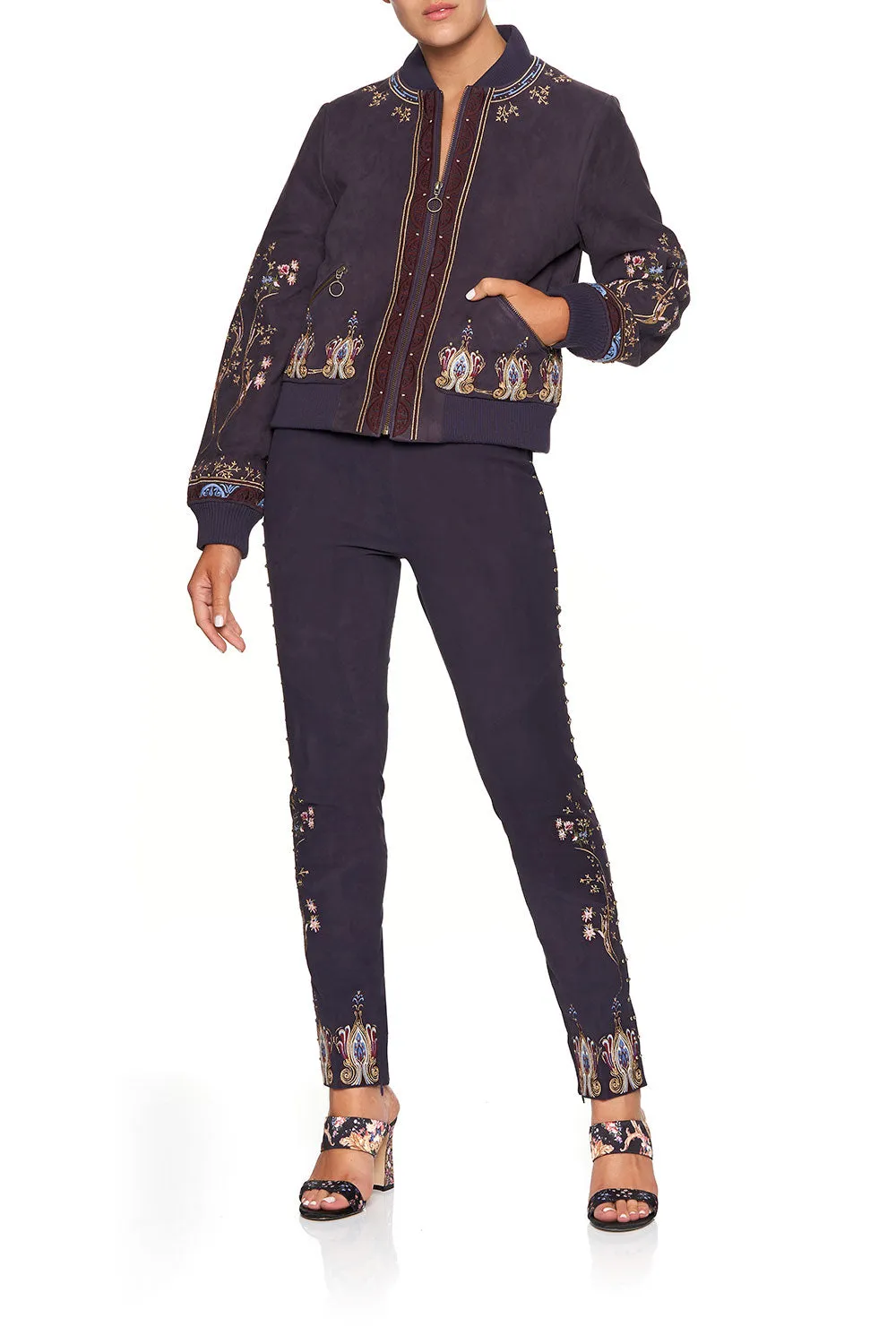 LEATHER BOMBER JACKET WILD FLOWER