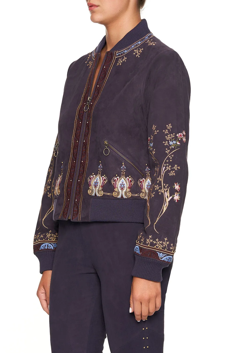 LEATHER BOMBER JACKET WILD FLOWER