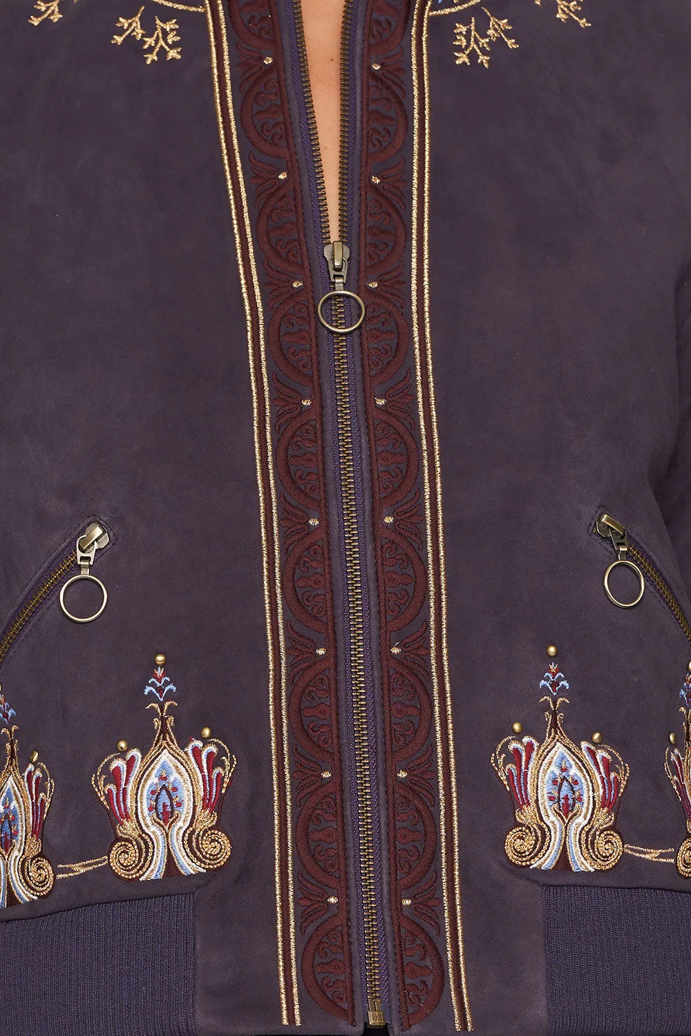LEATHER BOMBER JACKET WILD FLOWER