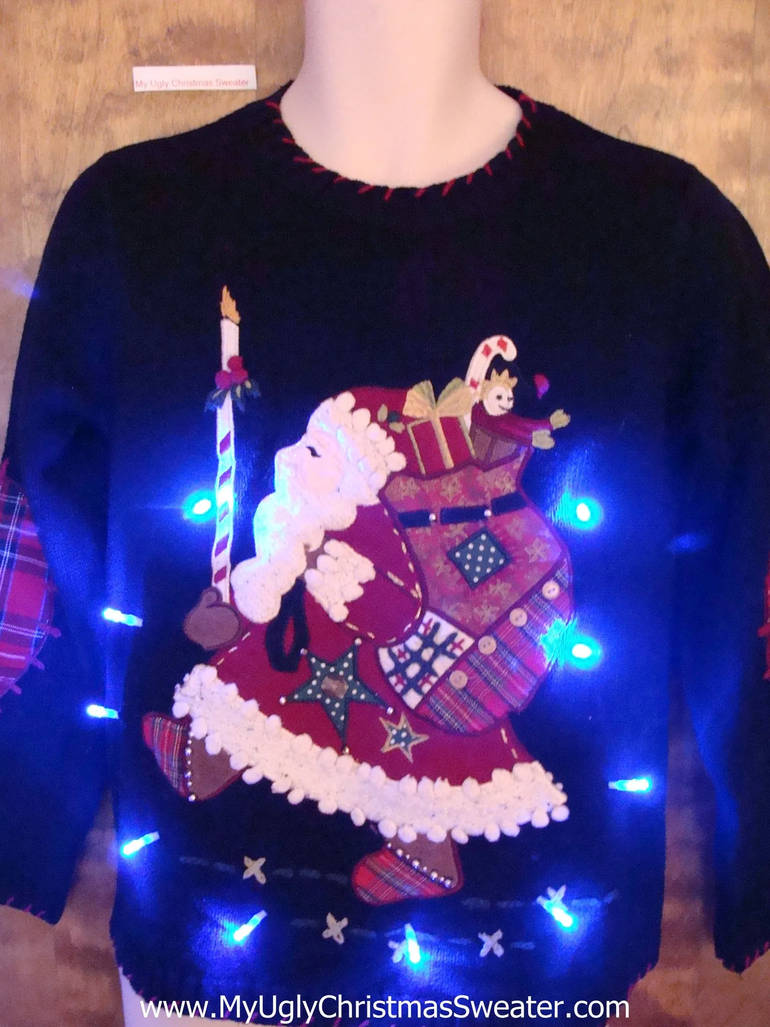 Marching Santa Light Up Ugly Xmas Sweater