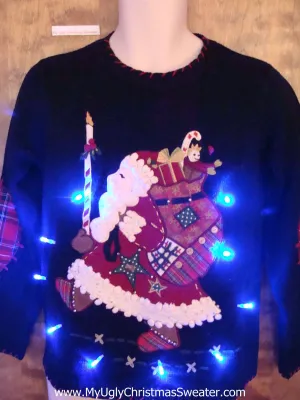 Marching Santa Light Up Ugly Xmas Sweater