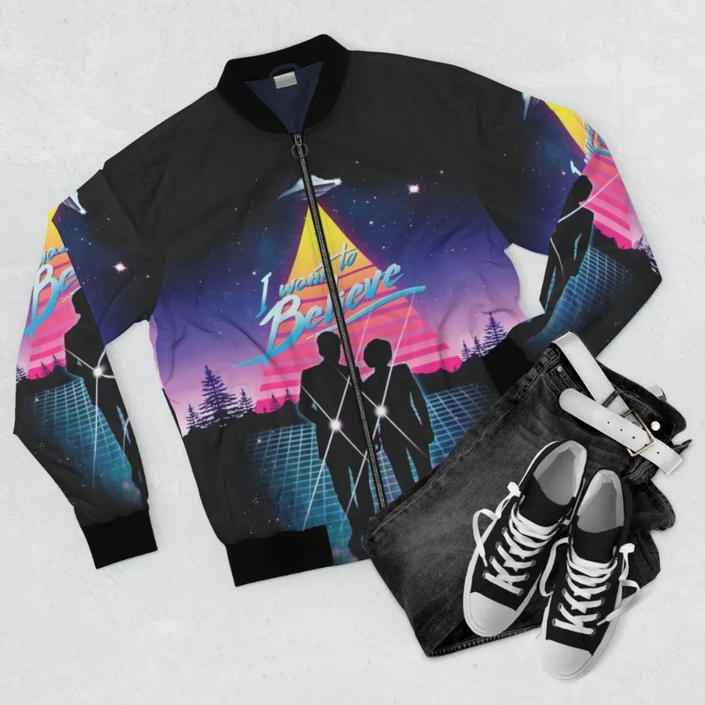 "I Want to Believe" Retrofuturistic Bomber Jacket