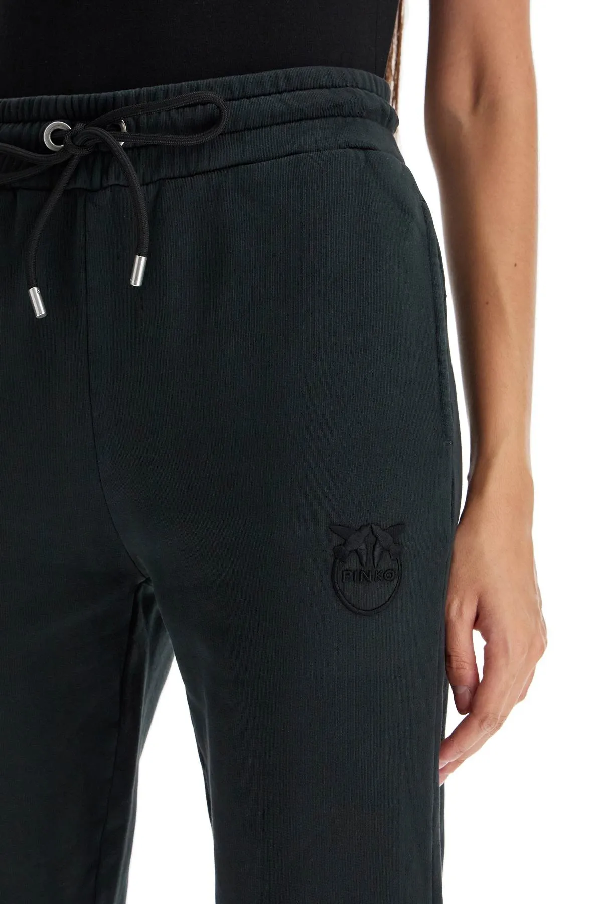 "love birds embroidered joggers for 100371 A21P NERO CAVIALE
