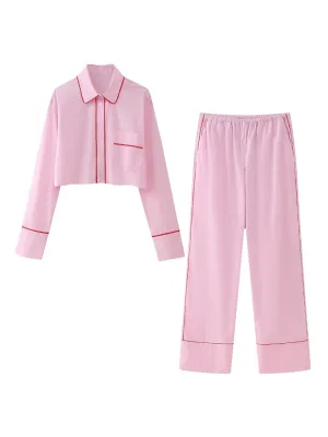 Relaxed Long Sleeve Shirt & Pants Loungewear Combo for Women