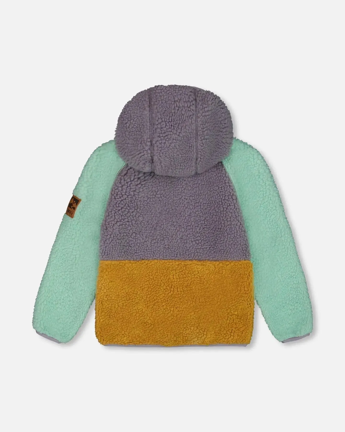 Sherpa Mid-Season Colorblock Jacket Lilac, Pale Turquoise, And Yellow
