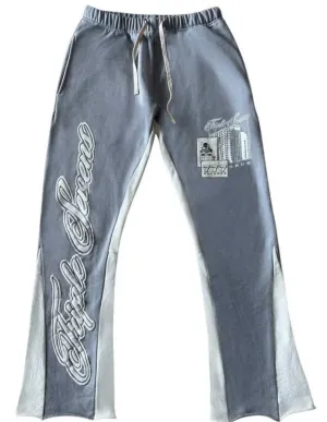 Triple Sevens Patchwork Flared Sweatpants "Grey"