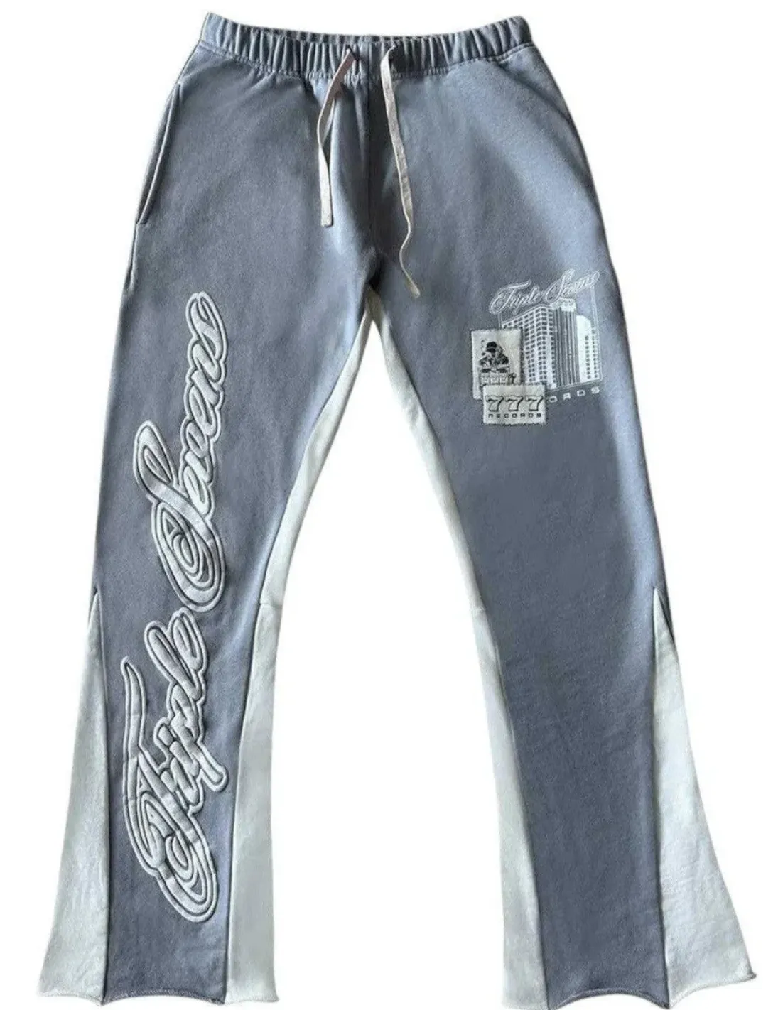 Triple Sevens Patchwork Flared Sweatpants "Grey"