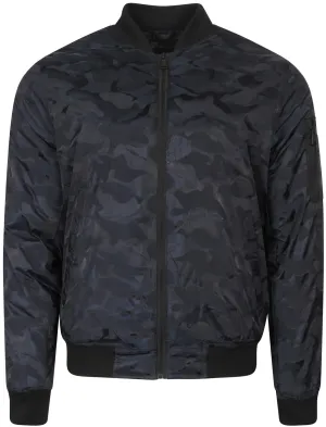Valence Camo Jacquard Bomber Jacket In Navy - Dissident