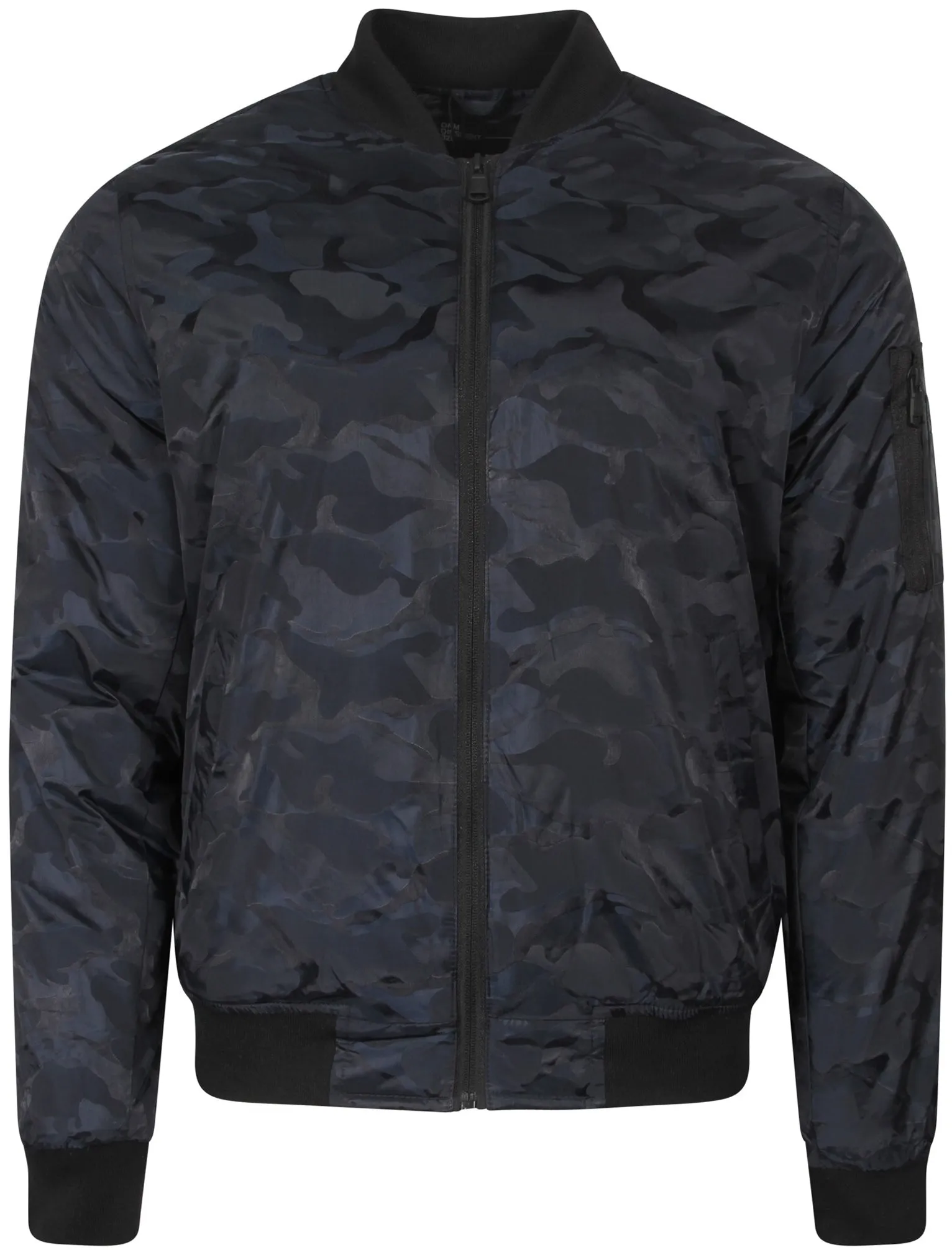 Valence Camo Jacquard Bomber Jacket In Navy - Dissident