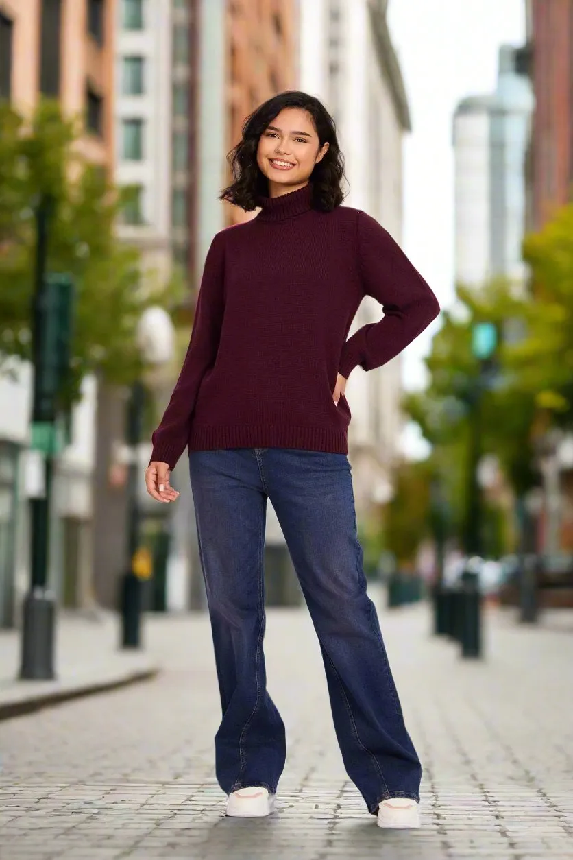 Women Mock Neck Regular Fit Pullover