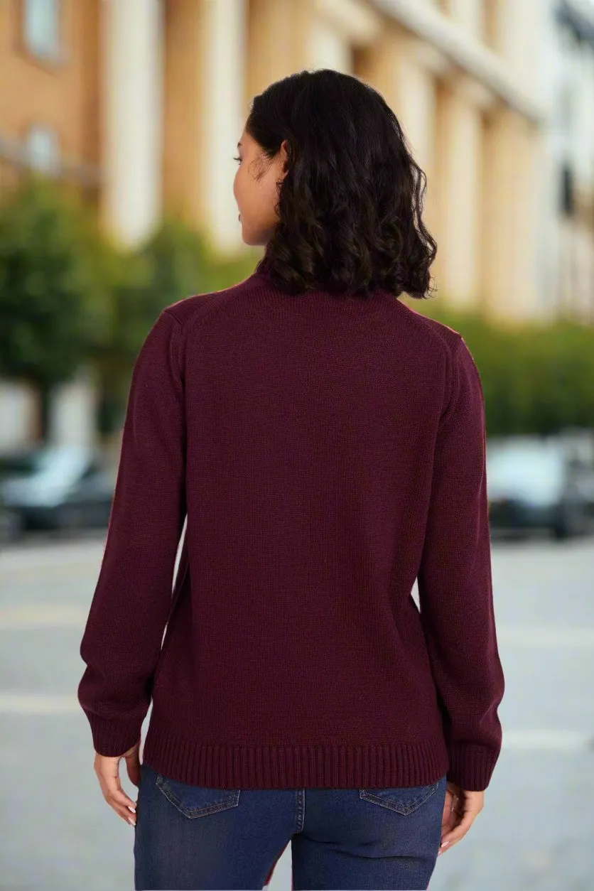 Women Mock Neck Regular Fit Pullover
