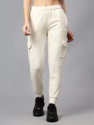 Women's Casual  Ivory Ankle length Mid rise Jogger Pants